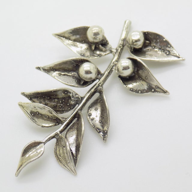 Vintage Italian Handmade Genuine Silver Holly Christmas Decoration Figurine For Sale - Image 4 of 9