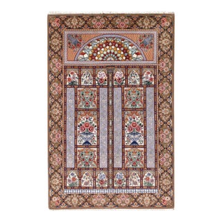 Super Fine Hand Knotted Persian Silk & Wool Isfahan Rug For Sale