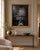 Vintage oil painting on panel depicting the interior of Strasbourg Cathedral, centered on its monumental rose window and...