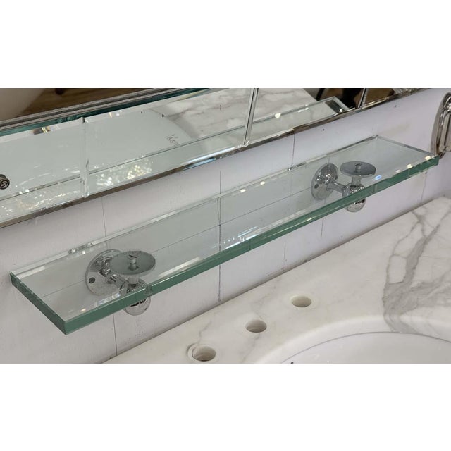 Late 20th Century Rectangular Clear Glass & Chrome Wall Shelf For Sale - Image 12 of 12