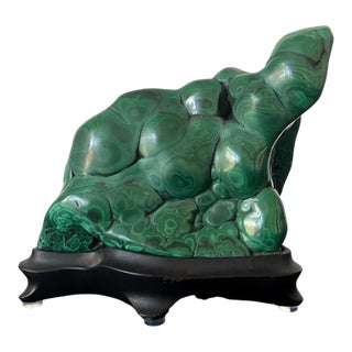 Malachite Rock on Display Stand as a Viewing Stone For Sale