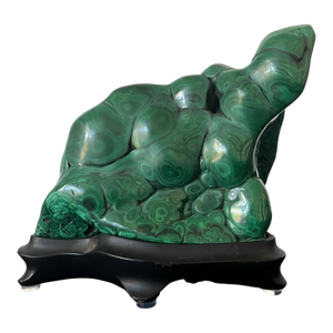 Malachite Rock on Display Stand as a Viewing Stone