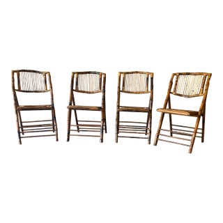 1970s Bohemian Bamboo Folding Chairs - Set of 4 For Sale
