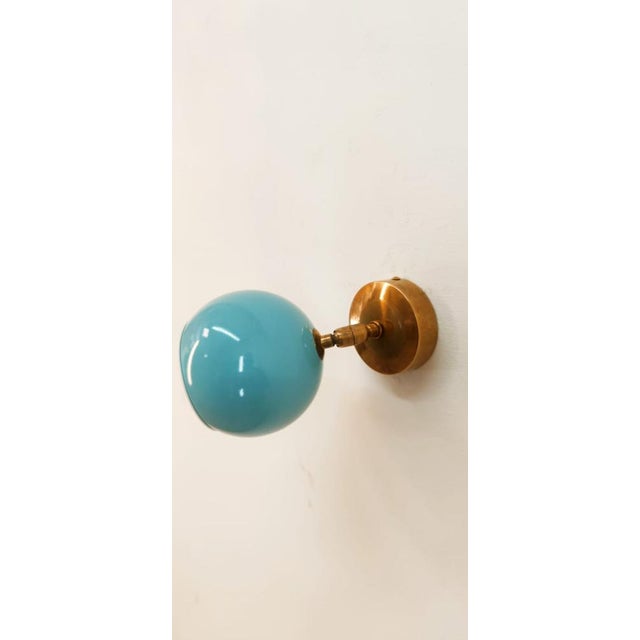 Adjustable Sconce with Blue Metal Dome For Sale - Image 13 of 16