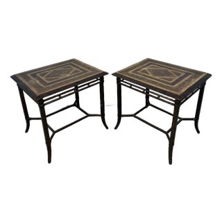 Vintage Maitland-Smith Metal Geometric End Tables, Pair For Sale
