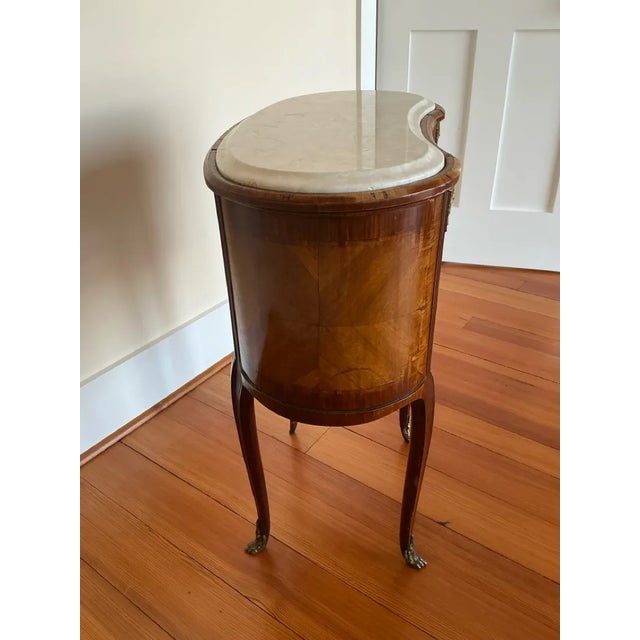 French Antique French Louis XVI Style Kidney Shaped Marble Top Salon Table For Sale - Image 3 of 10