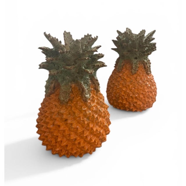 This striking pair of vintage Italian ceramic candleholders captures the playful yet sophisticated spirit of mid-century...