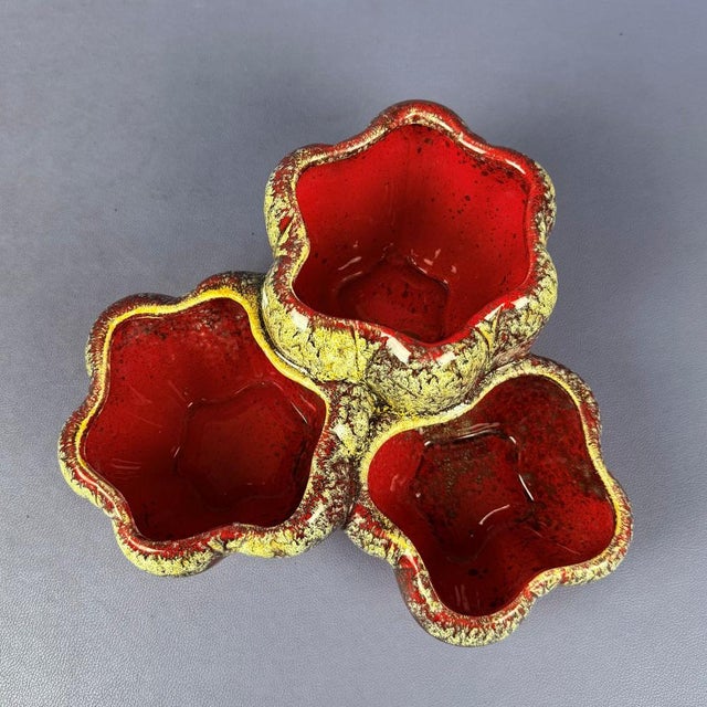 Beige Red Cast Majolica Centerpiece, 1970s For Sale - Image 8 of 13