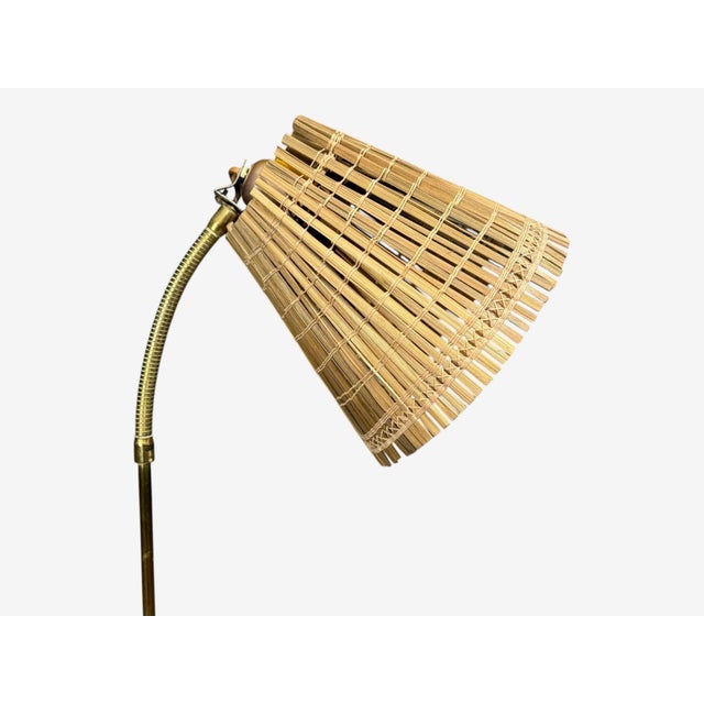 1960s Falkenbergs Belysning, Adjustable Floor Lamp, Brass, Bamboo, Sweden For Sale In New York - Image 6 of 16