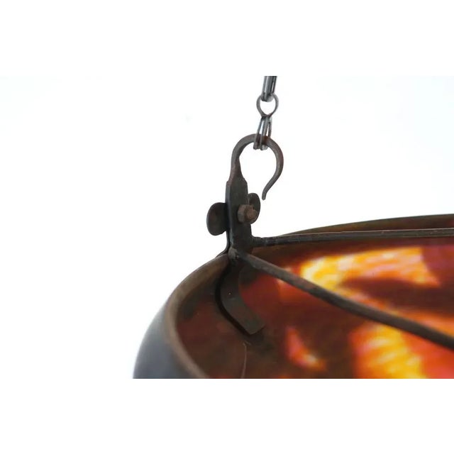 Black French Art Nouveau Pendant Light from Daum Nancy, 1910s For Sale - Image 8 of 13