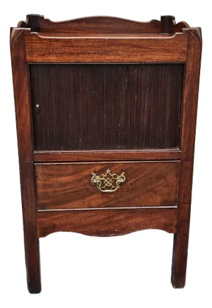George III Style Mahogany Tambour Door Bedside Side Table