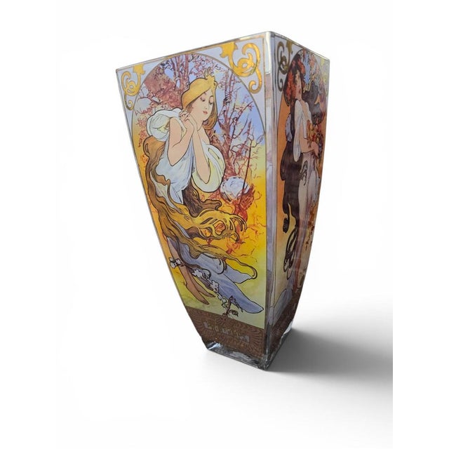 Vintage Art Nouveau Vase in Glass, 1950 For Sale - Image 3 of 14