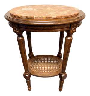 French Fruitwood and Marble Side Table or Plant Stand