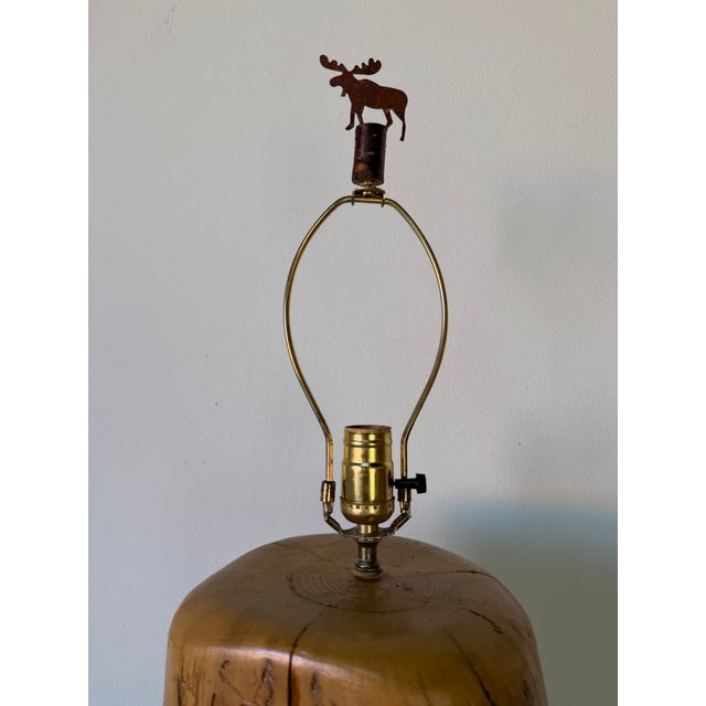 Vintage Rustic Adirondack South Western Style Table Lamp - With Copper Shade & Moose Finial For Sale - Image 11 of 15