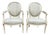 French 19th Century Louis XVI Painted Walnut Arm Chairs - Set of 2 For Sale