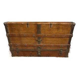 Antique French Trunk, Very Old, Fabulous Patina, Original Pewter Hardware For Sale