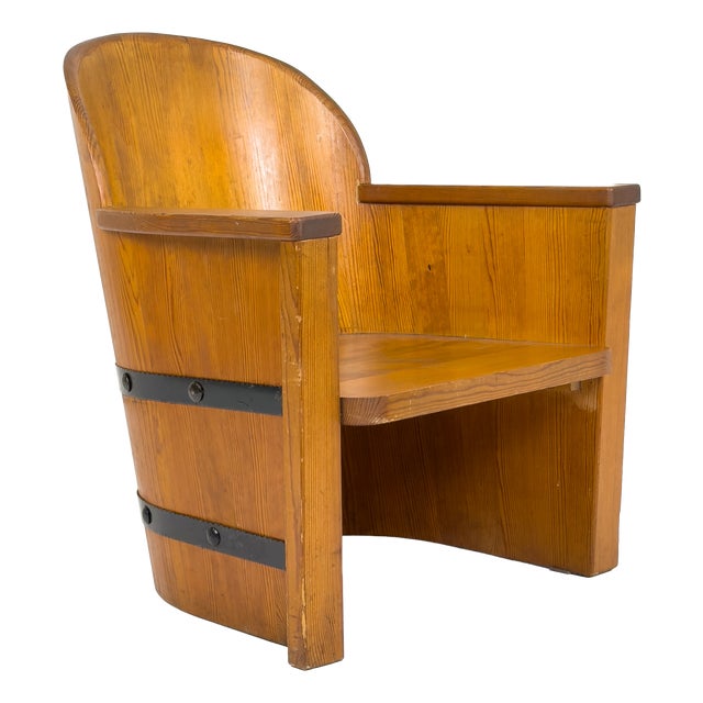 Pine Armchair with Black Iron from Åby Bruk, Sweden, 1940s For Sale