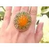 Bochic "Orient" Vintage Orange Opal, Emerald & Diamond Ring Set In 18K & Silver For Sale - Image 16 of 18