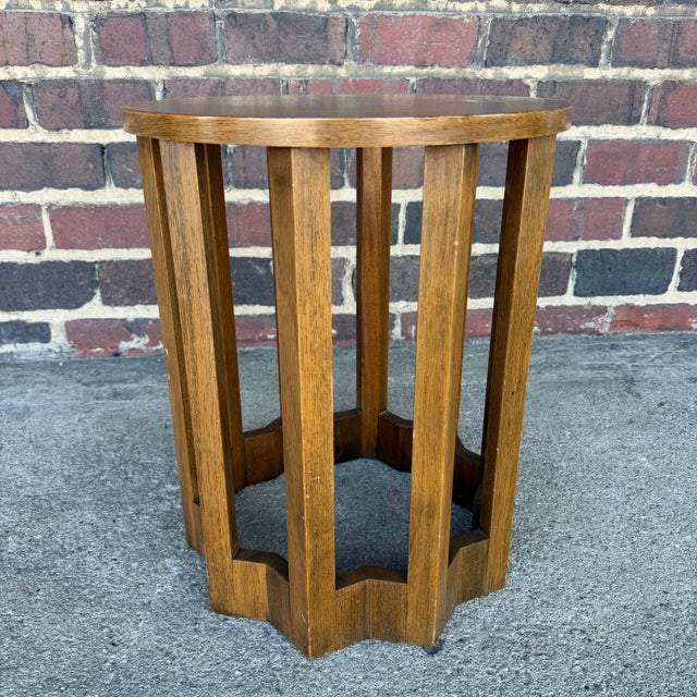 Harvey Probber Travertine and Walnut Circular Side Table For Sale - Image 11 of 12