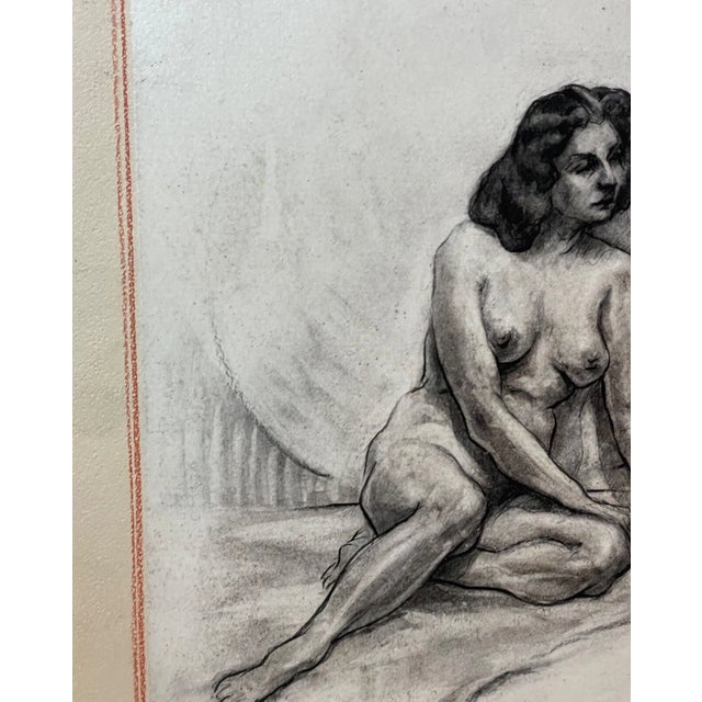 Vintage Frederick William Weber Mixed Media Nude Still Realism Sketch Drawing For Sale - Image 4 of 11