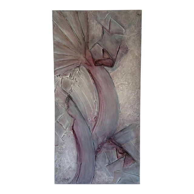 Abstract Mixed Media Purple Lavender Painting "Dreamtime", Signed Marty Baiernbaum For Sale