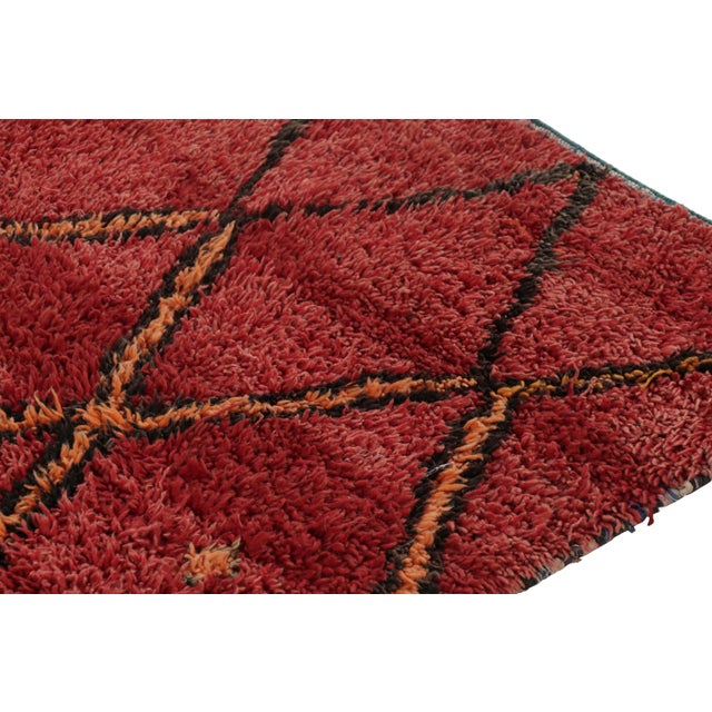 Vintage Moroccan Rug in Red With Geometric Lattice Pattern - Rug & Kilim For Sale In New York - Image 6 of 7