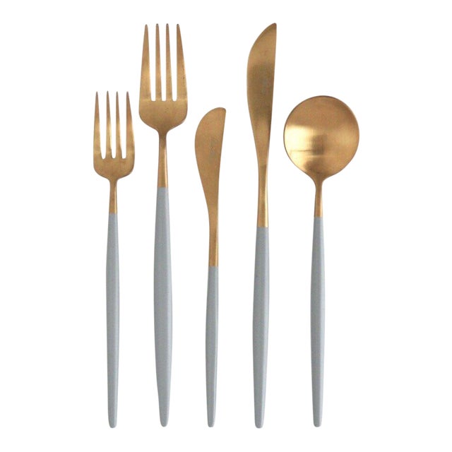 Luna Grey Gold Flatware Set Set Of 5 Chairish Our heroes have faded from gold to grey our hopes and our dreams are. luna grey gold flatware set set of 5