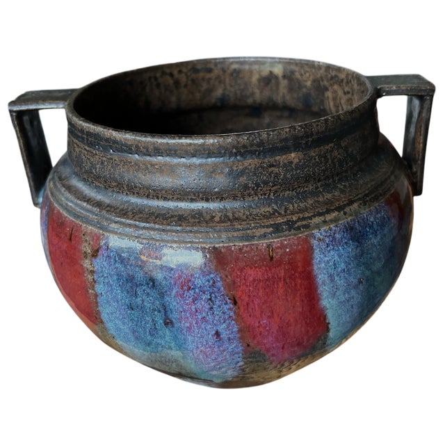 Axel Salto Hand-Thrown Brutalist Earthenware Vase With Dual Handles, Signed & Dated 2013 For Sale - Image 4 of 9