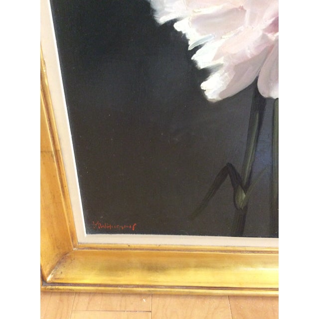 1960s 1960s "Pink Carnations" Floral Still Life Oil Painting, Framed For Sale - Image 5 of 7