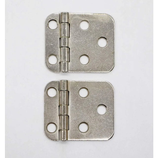 Metal Pair of Mid 20th Century Chromed Steel Face Mount 1.75 X 1.5 Cabinet Hinges For Sale - Image 7 of 7