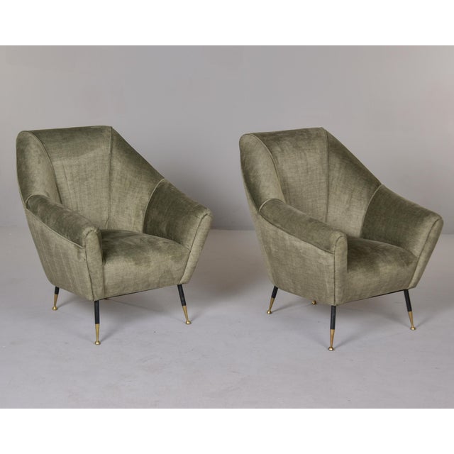 Metal Italian Mid Century Chairs With New Sage Green Chenille Upholstery - Pair For Sale - Image 7 of 10