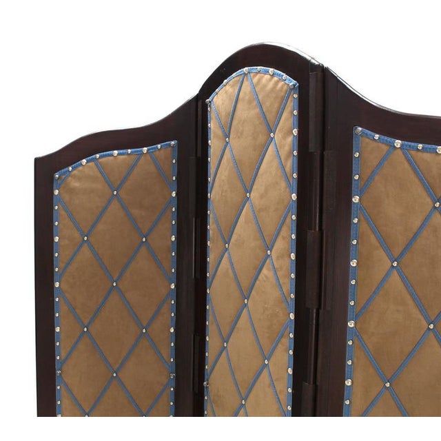 Vintage Mid Century Decorative Carved and Upholstered Screen Room