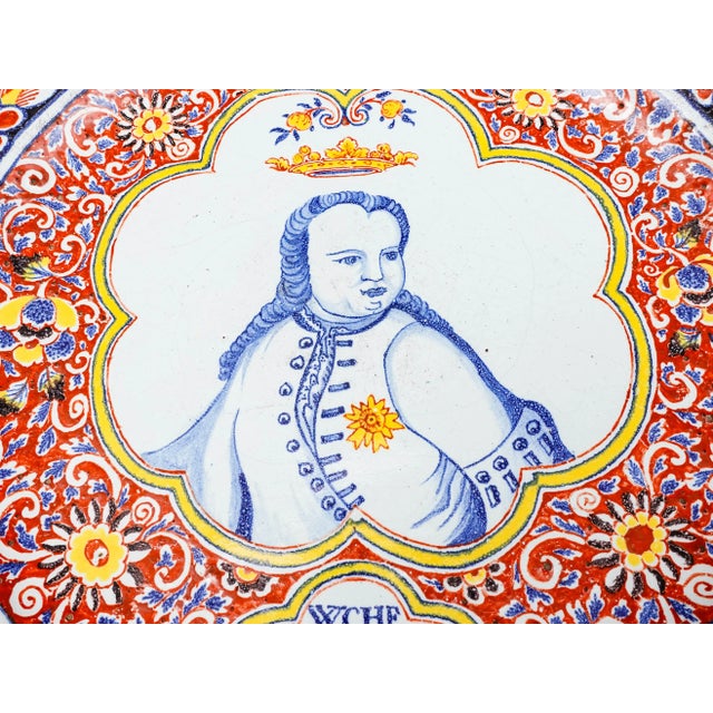 Mid 20th Century William of Orange Antique Hand Painted Portrait Large Charger Plate For Sale - Image 4 of 7