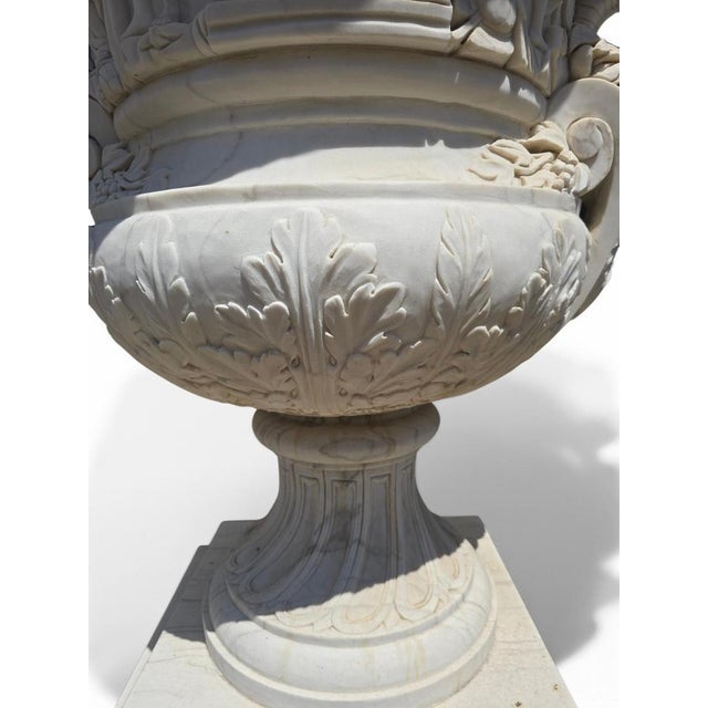 Large Italian Hand-Carved Marble Urns, 1950s, Set of 2 For Sale - Image 9 of 12