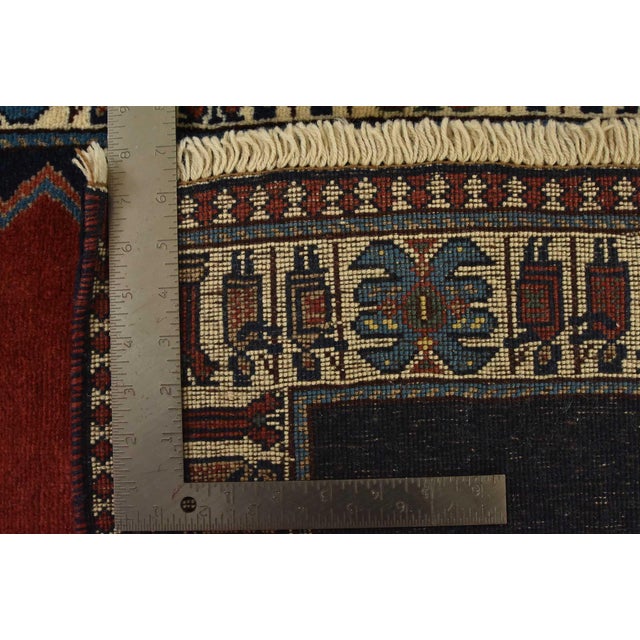 Yalameh Rug 3’4” X 4’10” Red Wool Vintage Tribal Hand-Knotted Carpet For Sale - Image 12 of 12