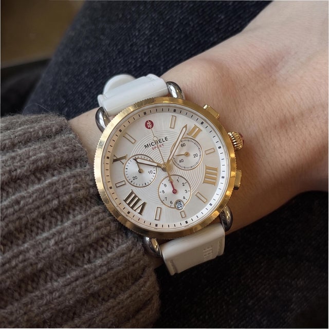 Silver Ladies Michele by Fossil Sport Sail 38mm Mww01p000017 Silver Dial Quartz Watch For Sale - Image 8 of 8
