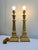 Goldenrod Large Footed Brass Roman Column Table Lamps, 1950s, Set of 2 For Sale - Image 8 of 13