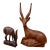 Vintage Hand-Carved Wooden Antelope Sculptures – African Safari Style Decor, Organic Modern Pair For Sale