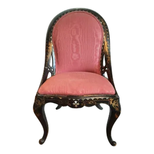 19th Century Victorian Mother of Pearl Inlaid Black Chair