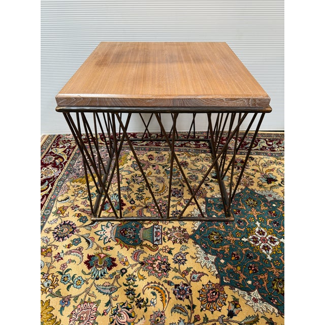 Design Plus Gallery presents a Bespoke Geometric Side Table of Driftwood + Patinated Bronze. The side table offers a...