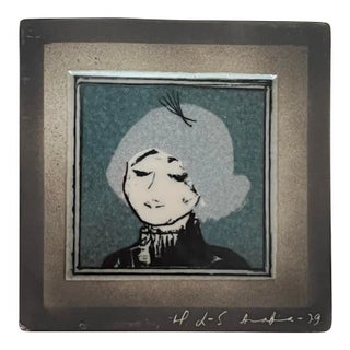 1979 Arabia Wall Tile Plate Signed by Helja Liukko-Sundström, Made in Finland For Sale