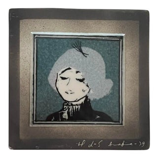 Vintage 1979 Arabia Wall Tile Decorative Plate Signed by Helja Liukko-Sundström, Made in Finland For Sale