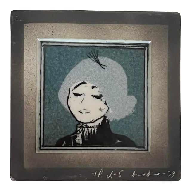Vintage 1979 Arabia Wall Tile Decorative Plate Signed by Helja Liukko-Sundström, Made in Finland For Sale