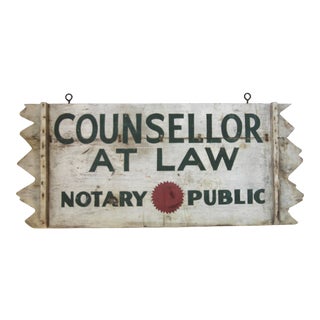 Vintage Counsellor at Law Sign For Sale