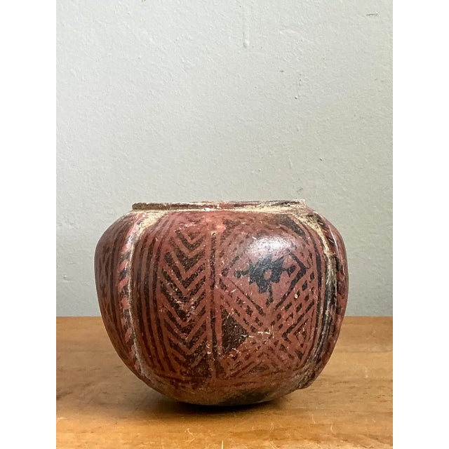 Mid-Century Modern Vintage Red Geometric Patterned Ceramic Vase For Sale - Image 3 of 12