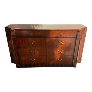 1930s Grosfeld House Figured and Carved Mahogany Sideboard For Sale