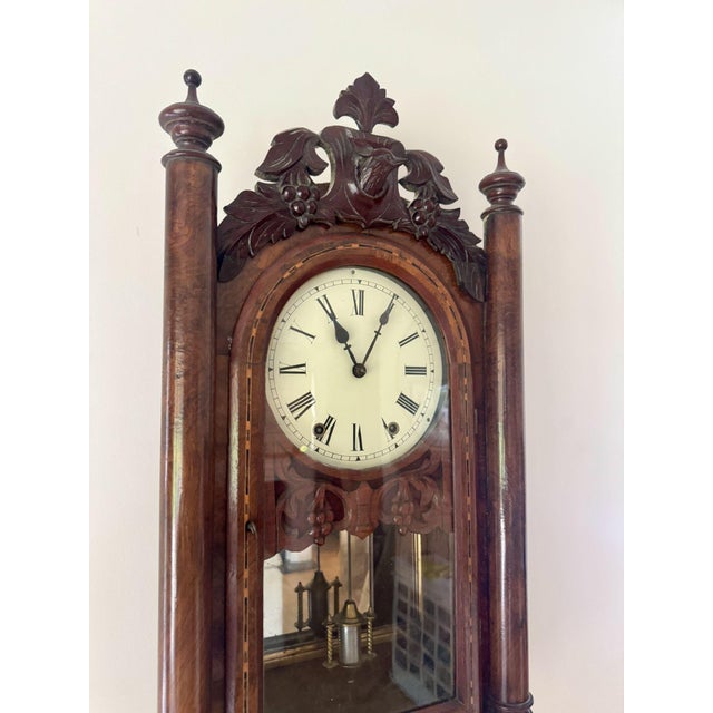 Quality 19th Century drop dial walnut wall clock, having a quality 19th century drop dial wall clock with a quality walnut...
