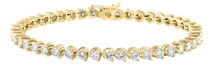 44 Round Diamond 10-12 Pointer Each Tennis Bracelet in 14 K Yellow Gold 5.0 Ct