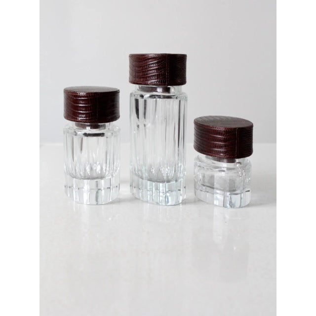 Glass Vintage Glass Jars With Leather Lids Set of 3 For Sale - Image 7 of 13