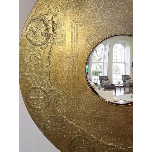 Wood Golden Mandala With Mirror Eye For Sale - Image 7 of 9